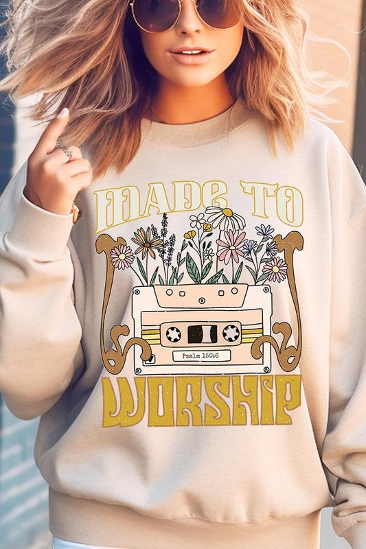 Worship Psalm Cassette Graphic Fleece Sweatshirts