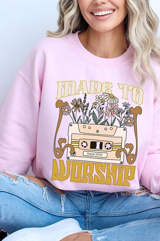 Worship Psalm Cassette Graphic Fleece Sweatshirts