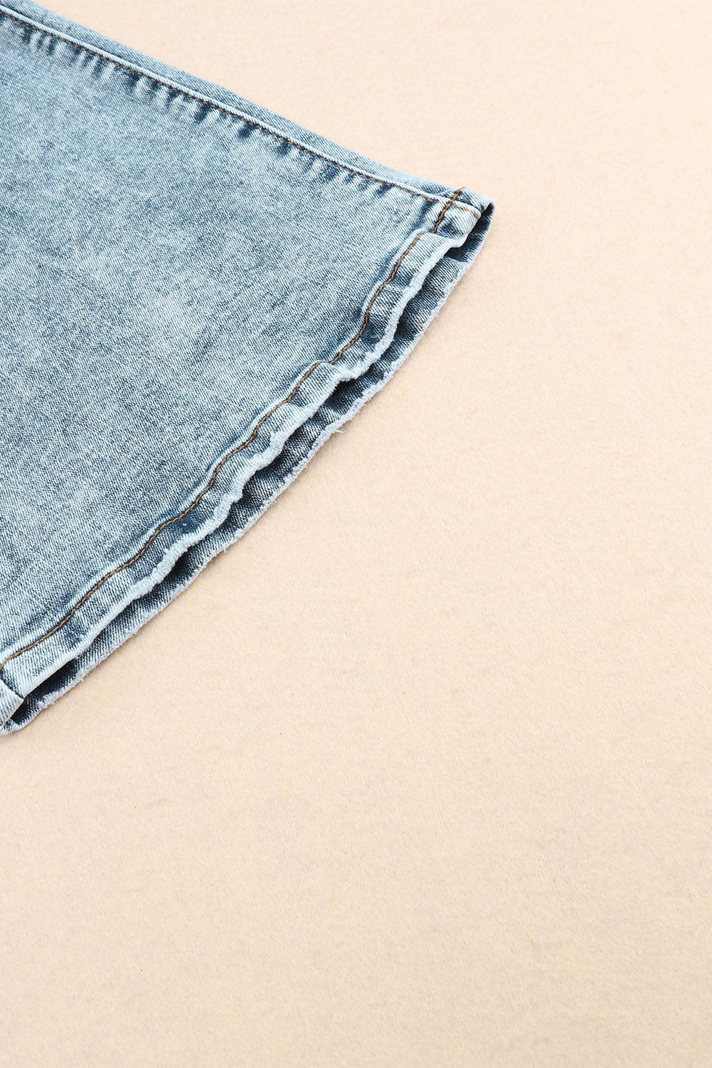 Sky Blue Subtle Ripped Detail Flare Bottom Jean