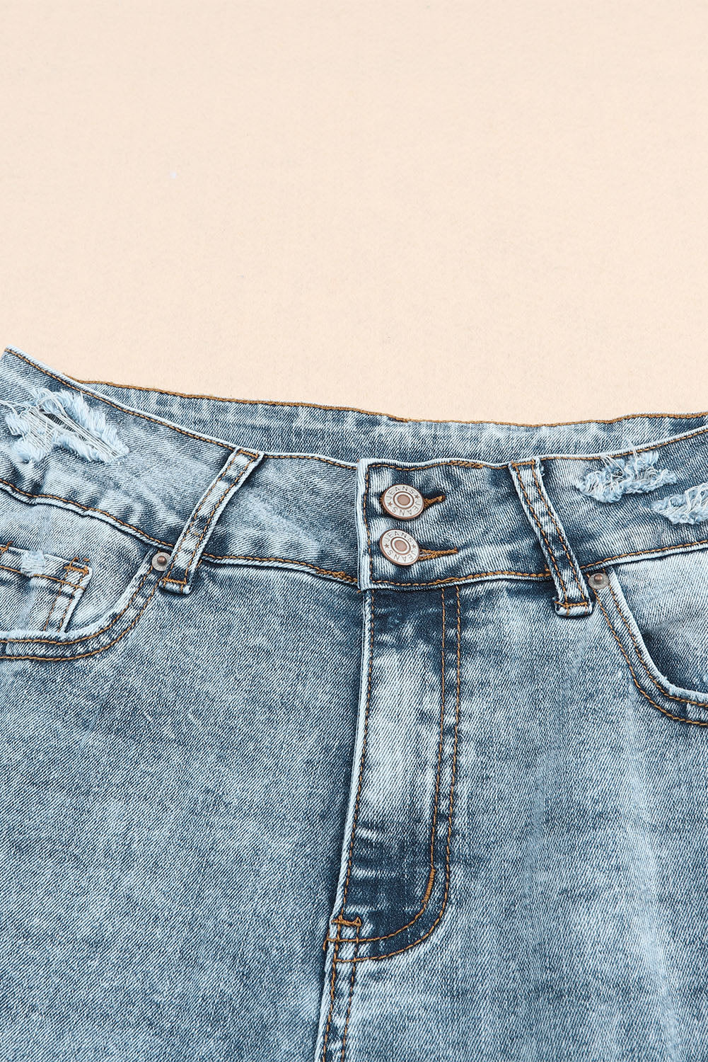 Sky Blue Subtle Ripped Detail Flare Bottom Jean