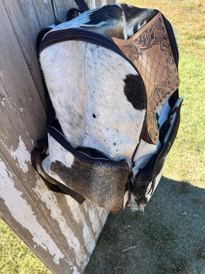 XL Tooled Leather Cowhide Backpack