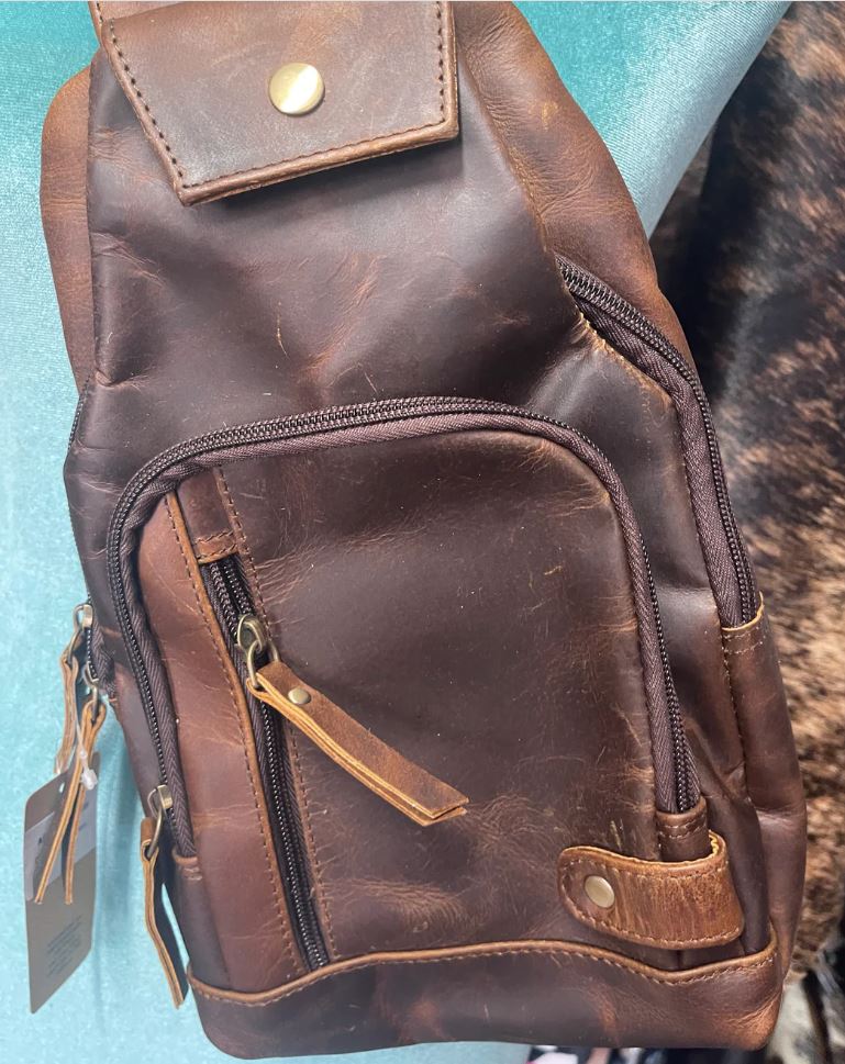 Genuine Leather Bum bag zoomed in front view