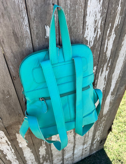 Turquoise Tricolor Cowhide Backpack